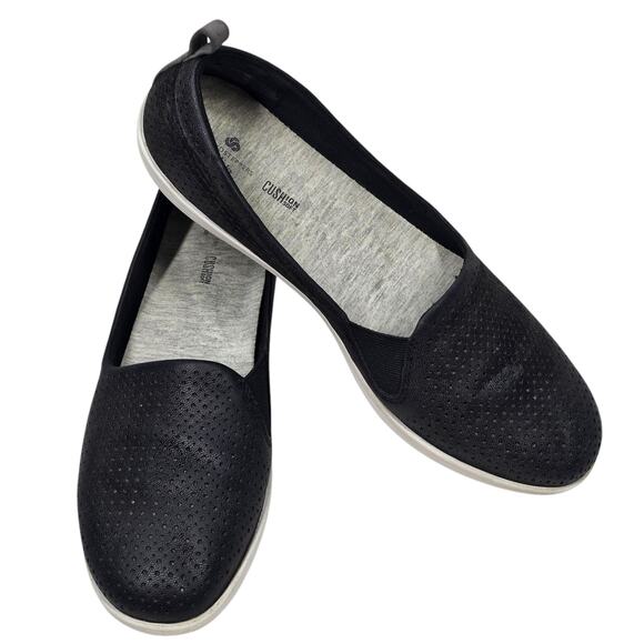 Cloudsteppers by Clarks Women's Ayla Blair Shoe Black Perforated Leather Size 9 - Picture 1 of 9
